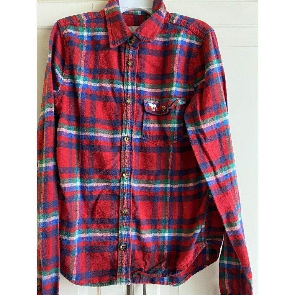 Abercrombie & Fitch Kids Sz Med Red‎ Flannel Shirt